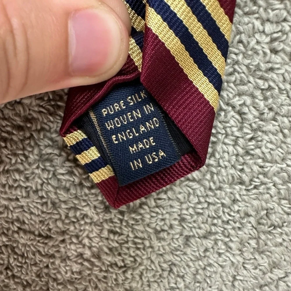 Brooks Brothers Makers Silk Repp Stripe Tie Burgundy Navy Gold Made in USA
